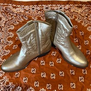Silver Western Ankle Boots
